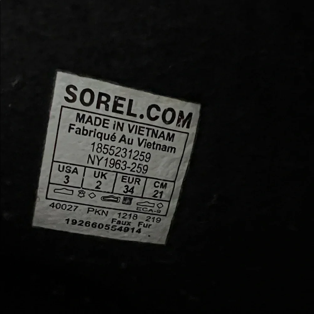 Sorel Kids Insulated Winter Snow Boots Brown Black Sherpa Lace-Up Size 3